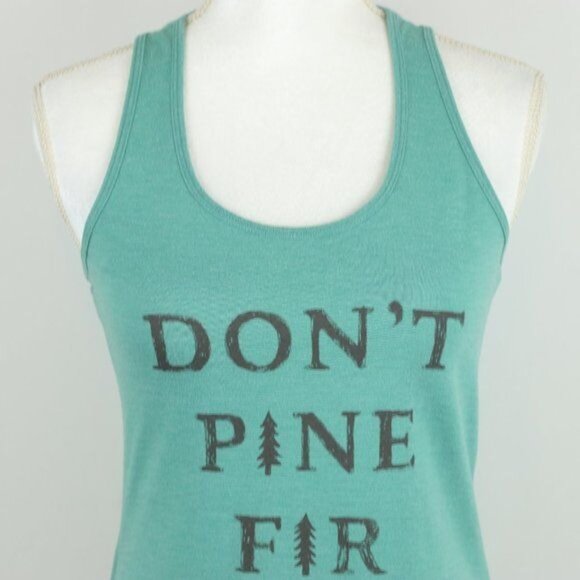 The North Face Women's Small Green Graphic Scoop Neck Racerback Tank Top - Picture 2 of 7
